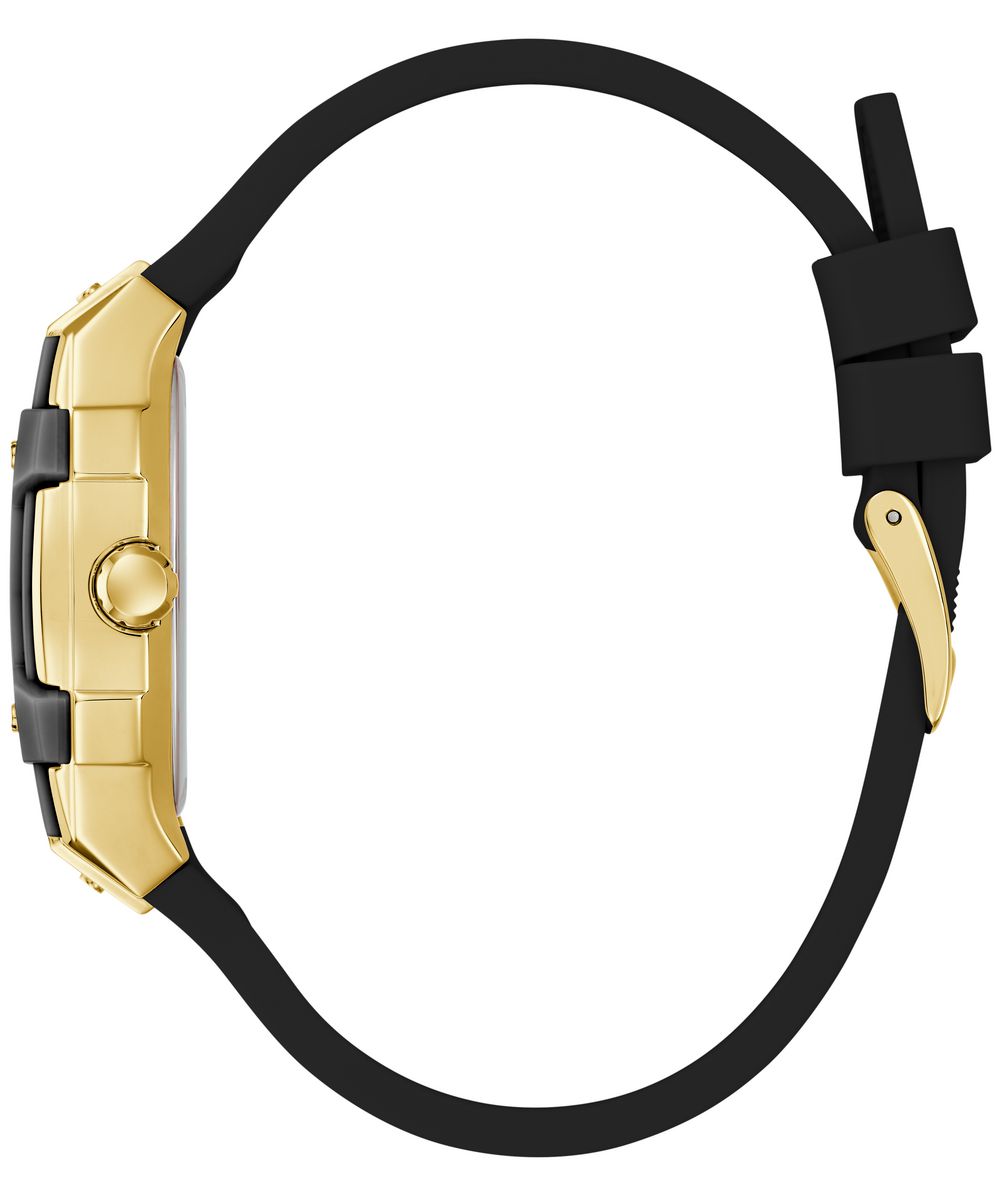 Guess Women’s 35×42mm Gold Tone & Black Multifunction Silicone Watch GW0945L2