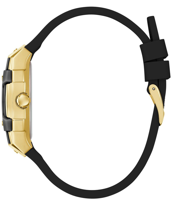 Guess Women’s 35×42mm Gold Tone & Black Multifunction Silicone Watch GW0945L2