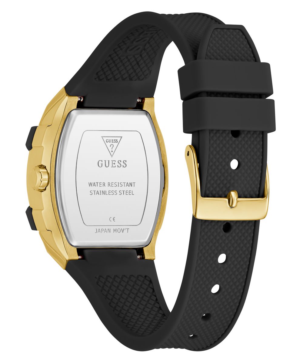 Guess Women’s 35×42mm Gold Tone & Black Multifunction Silicone Watch GW0945L2