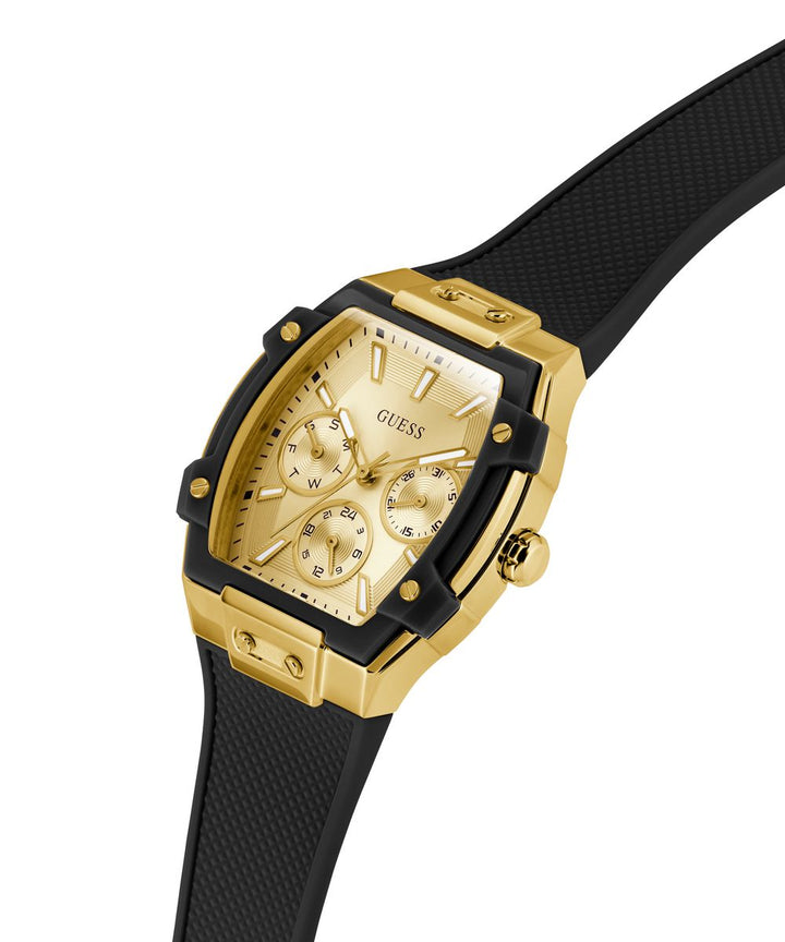 Guess Women’s 35×42mm Gold Tone & Black Multifunction Silicone Watch GW0945L2