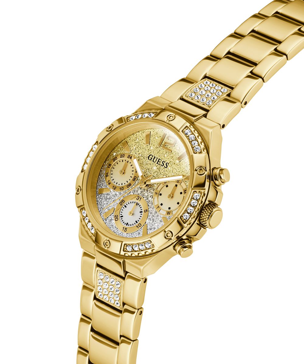 Guess Harlow Women’s 38mm Gold Tone Ombre Glitter Multifunction Watch GW0950L2