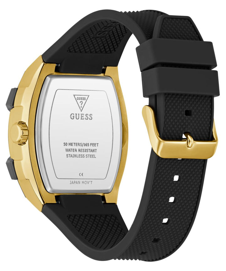Guess Phoenix Men’s 51×44mm Gold Tone Black Multifunction Silicone Watch GW0956G2