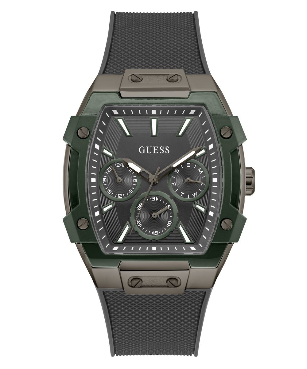 Guess Phoenix Men’s 51×44mm Gunmetal & Green Multifunction Silicone Watch GW0956G3