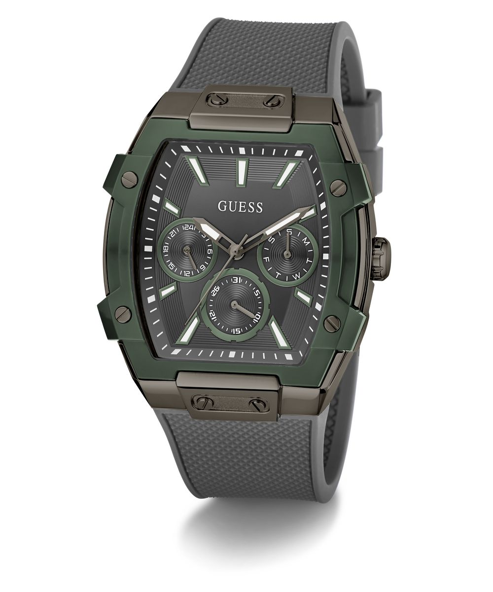 Guess Phoenix Men’s 51×44mm Gunmetal & Green Multifunction Silicone Watch GW0956G3