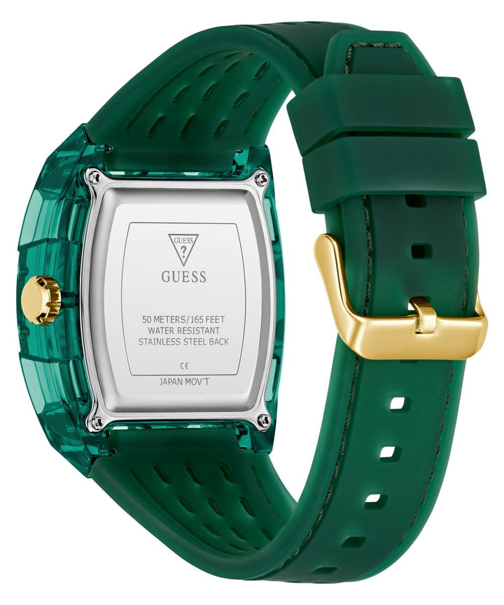 Guess Phoenix Men’s Green Transparent Rectangular Silicone Watch GW0959G2