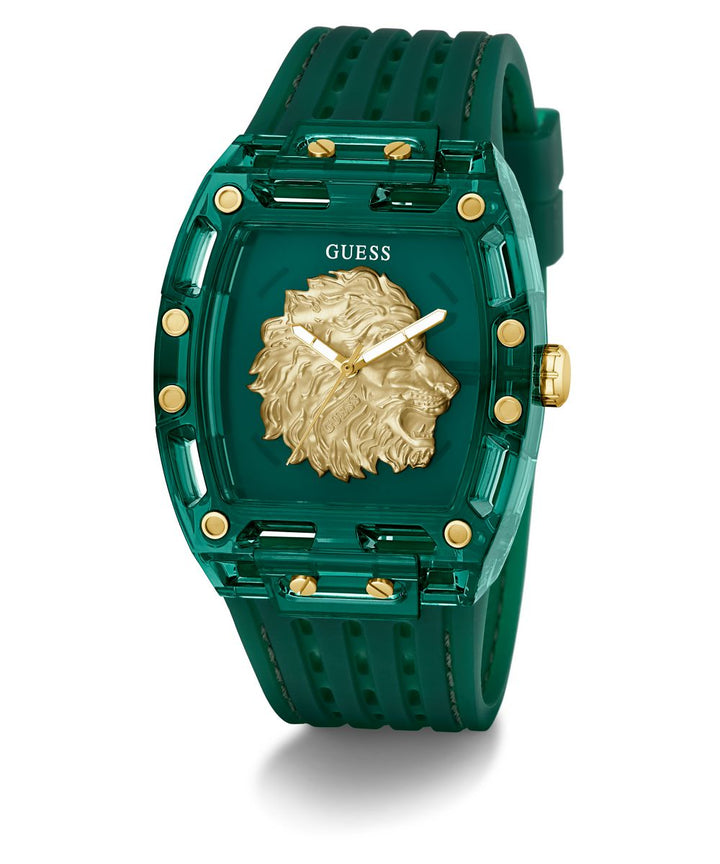 Guess Phoenix Men’s Green Transparent Rectangular Silicone Watch GW0959G2