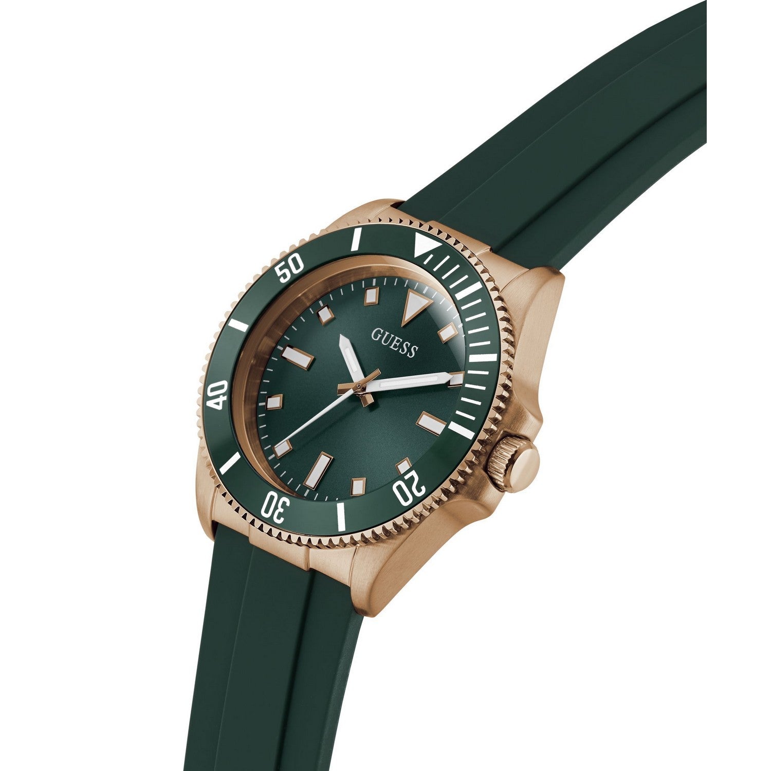 Guess Men’s Cliff Green Dial Green Silicone Strap Watch GW0969G5