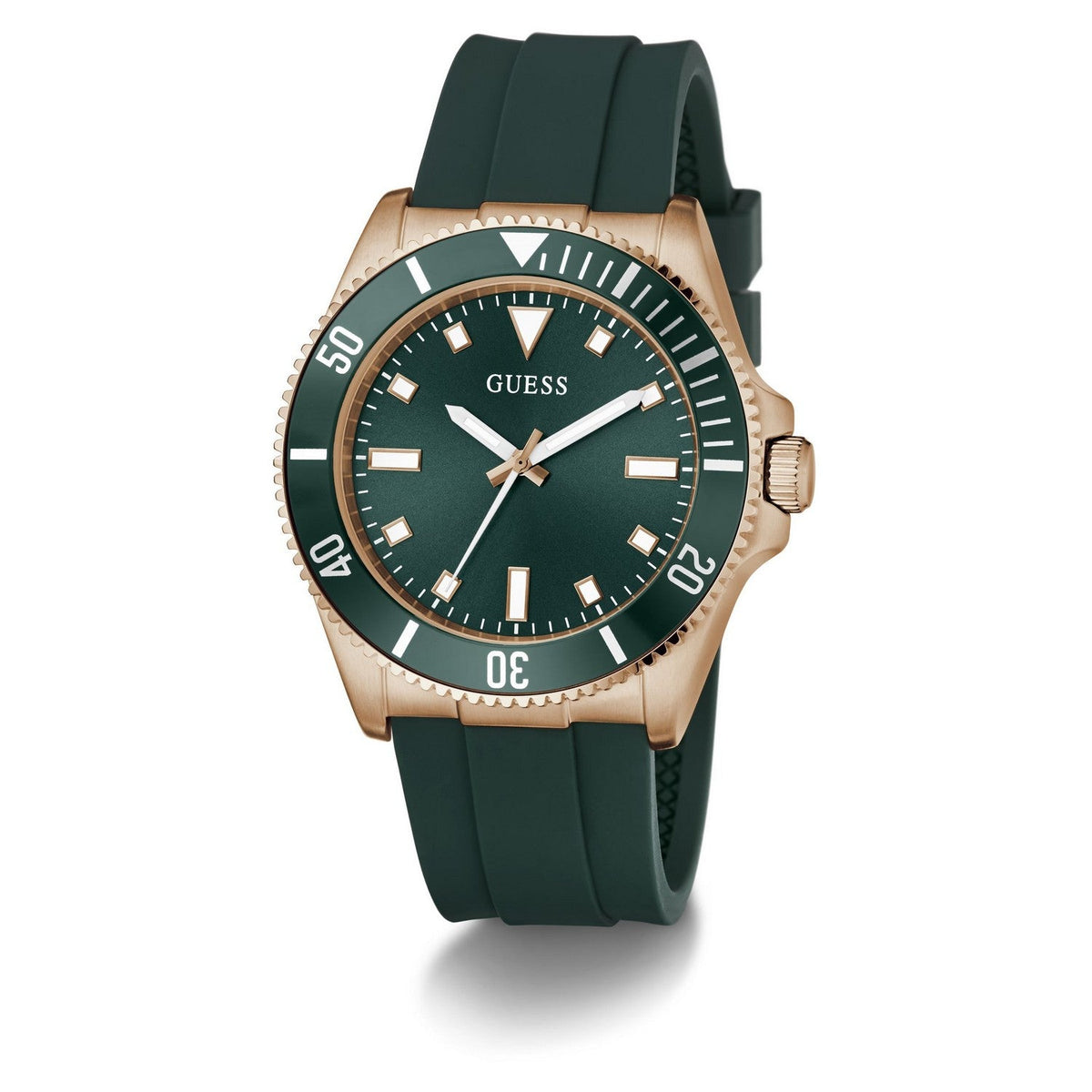 Guess Men’s Cliff Green Dial Green Silicone Strap Watch GW0969G5