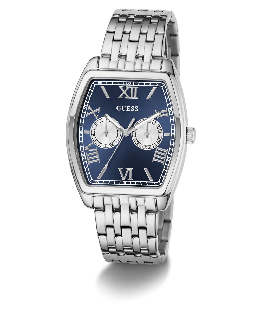 Guess Gabriel Men’s Rectangular Silver Tone Blue Dial Multifunction Watch GW0975G1