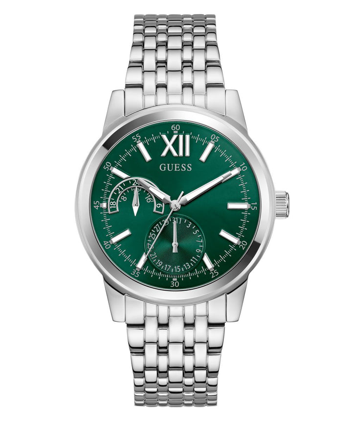Guess Emerson Men’s 42mm Silver Tone Green Dial Bracelet Watch GW0976G5
