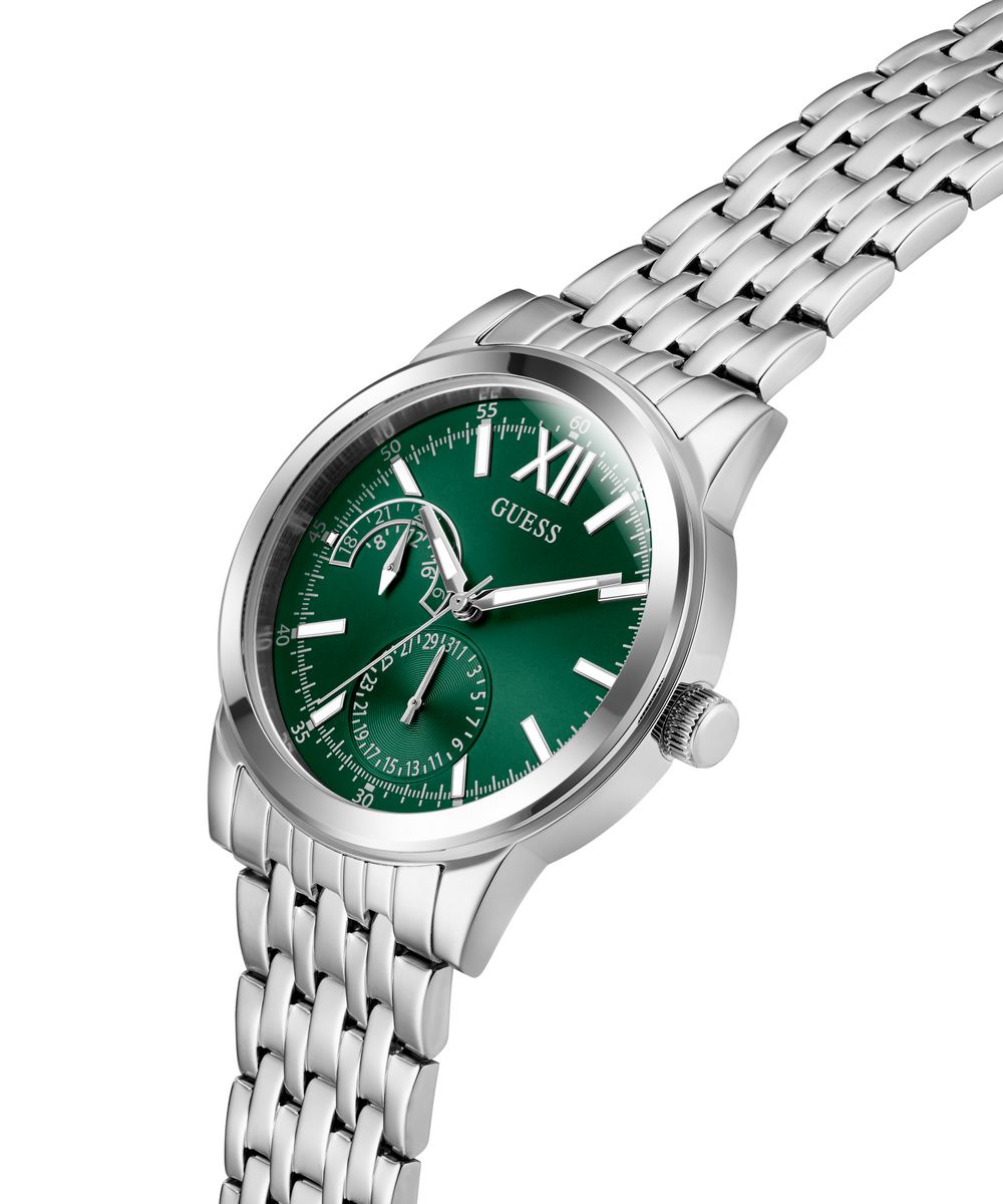 Guess Emerson Men’s 42mm Silver Tone Green Dial Bracelet Watch GW0976G5