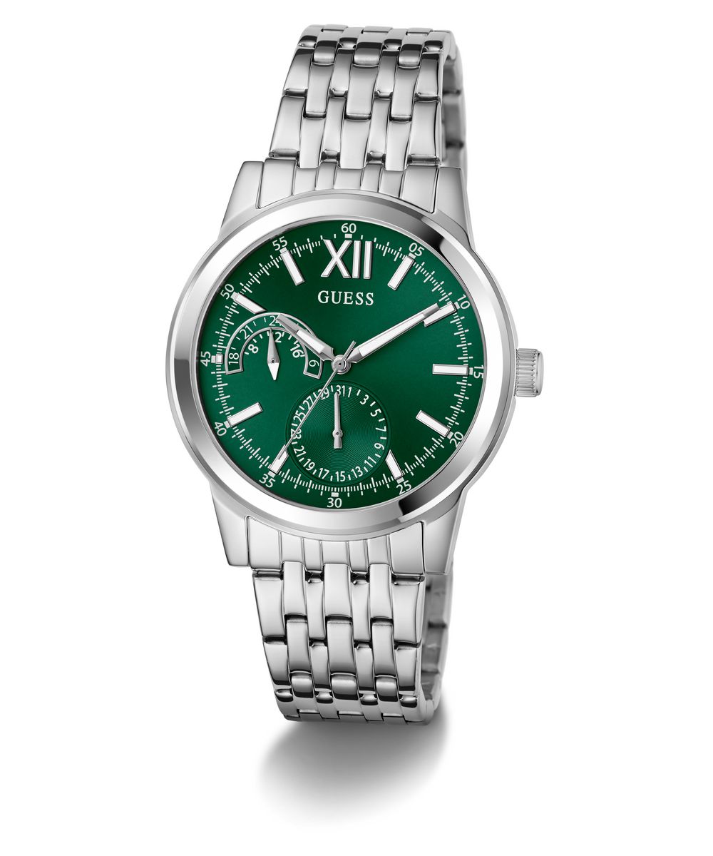 Guess Emerson Men’s 42mm Silver Tone Green Dial Bracelet Watch GW0976G5