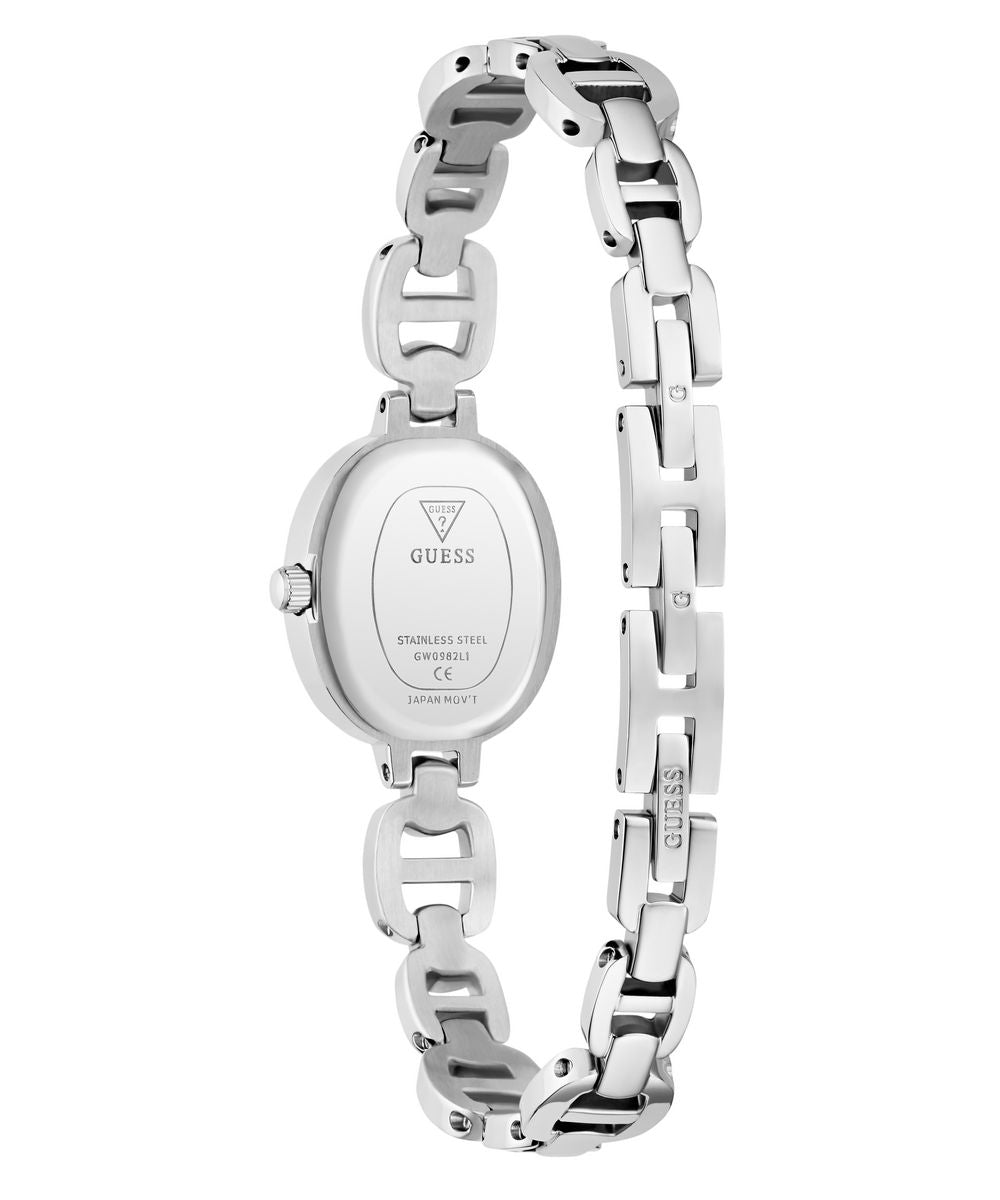 Guess Vivian Women’s 21mm Silver Tone Pink Dial Oval Bracelet Watch GW0982L1