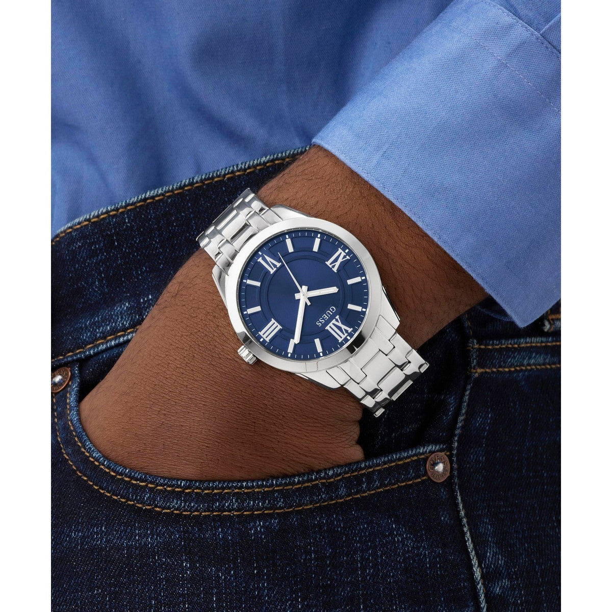 Guess Men’s Elliot Boxset Blue Dial Bracelet Watch Set Watch GW1008G1