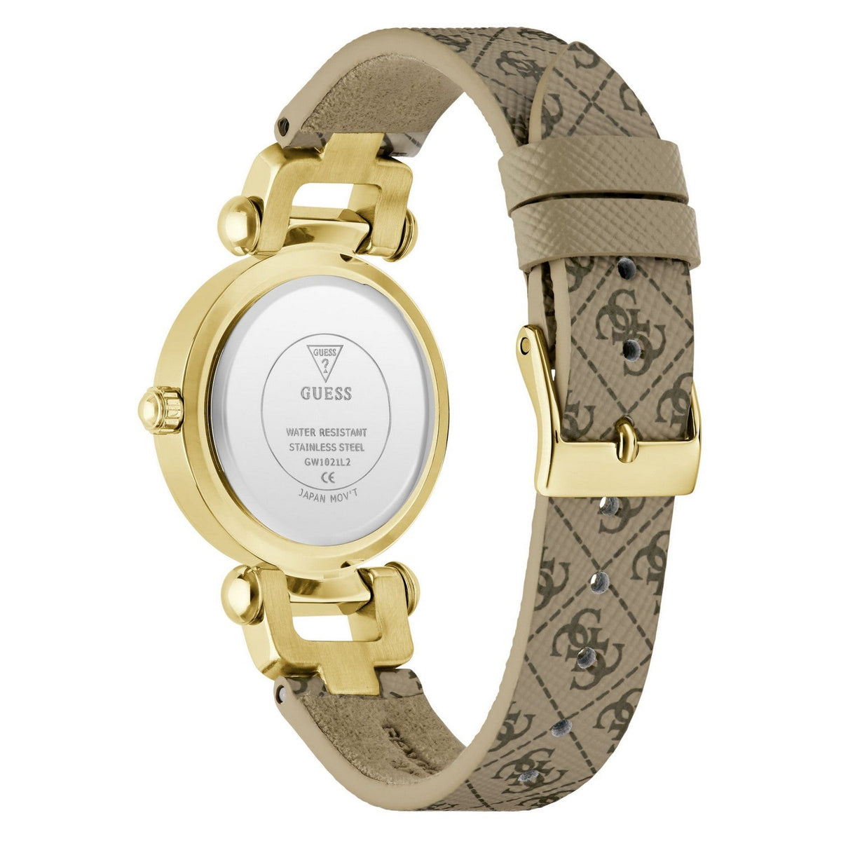 Guess Men’s Ginger Champagne Dial Beige Leather Strap Watch GW1021L2