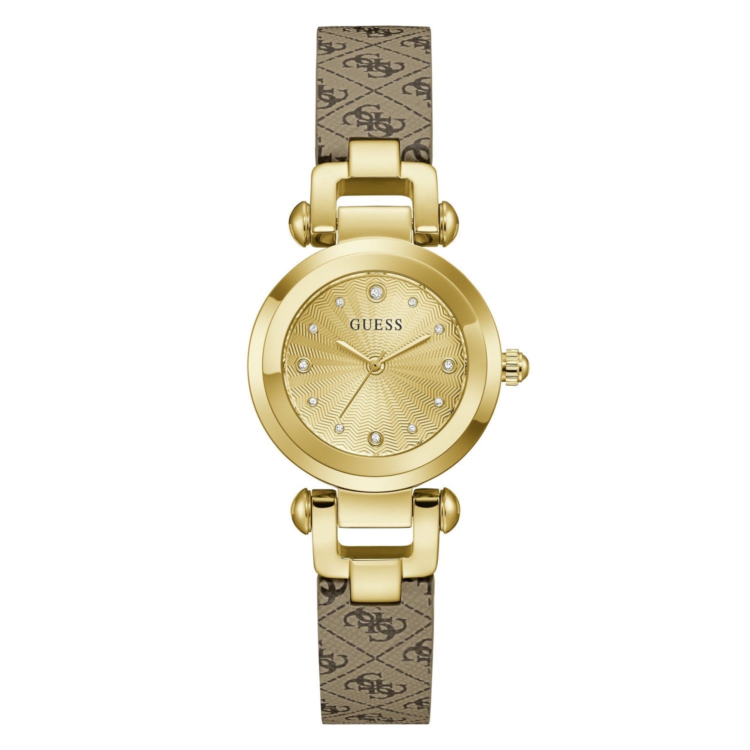 Guess Men’s Ginger Champagne Dial Beige Leather Strap Watch GW1021L2