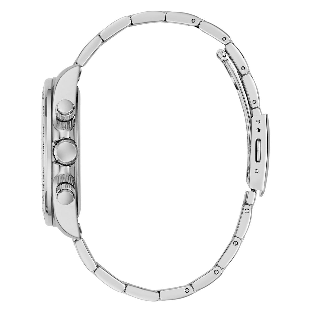 Guess Mens Arthur Black Sunray Dial Silver-Tone Stainless Steel Bracelet Watch GW1058G8