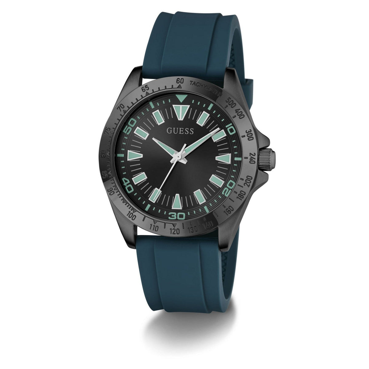 Guess Men’s Neo Black Dial Teal Silicone Strap Watch GW1065G3