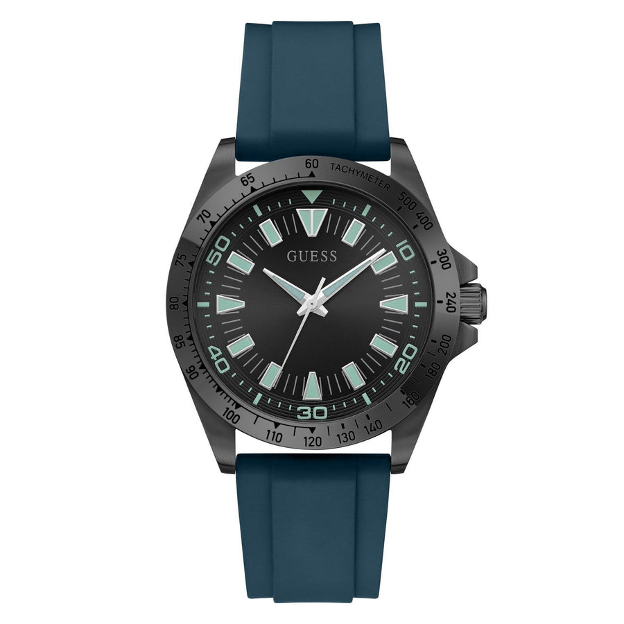 Guess Men’s Neo Black Dial Teal Silicone Strap Watch GW1065G3
