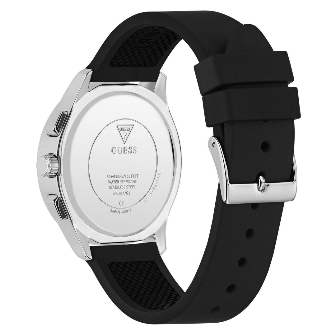 Guess Men’s Palmer Black Dial Black Silicone Strap Watch GW1077G1