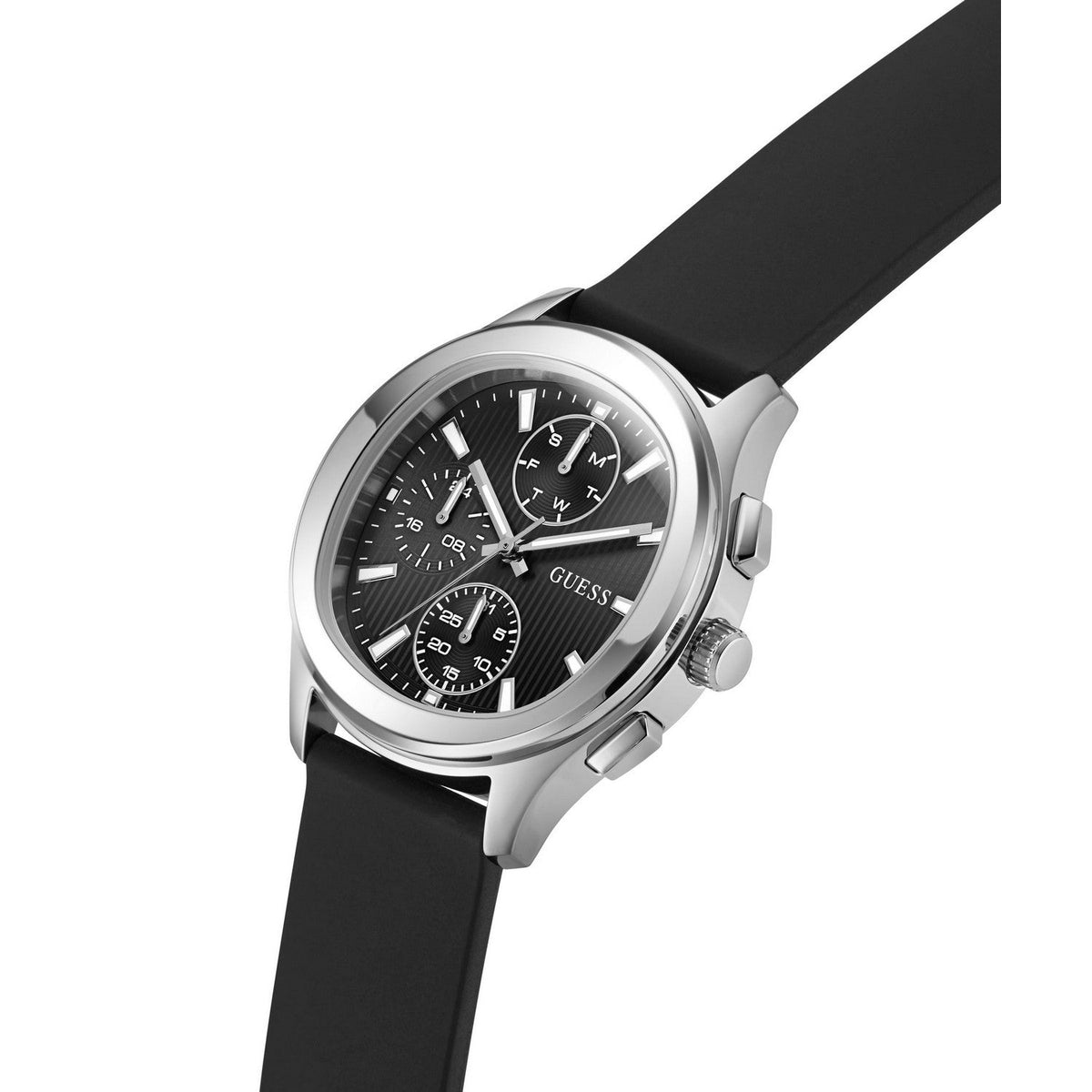 Guess Men’s Palmer Black Dial Black Silicone Strap Watch GW1077G1
