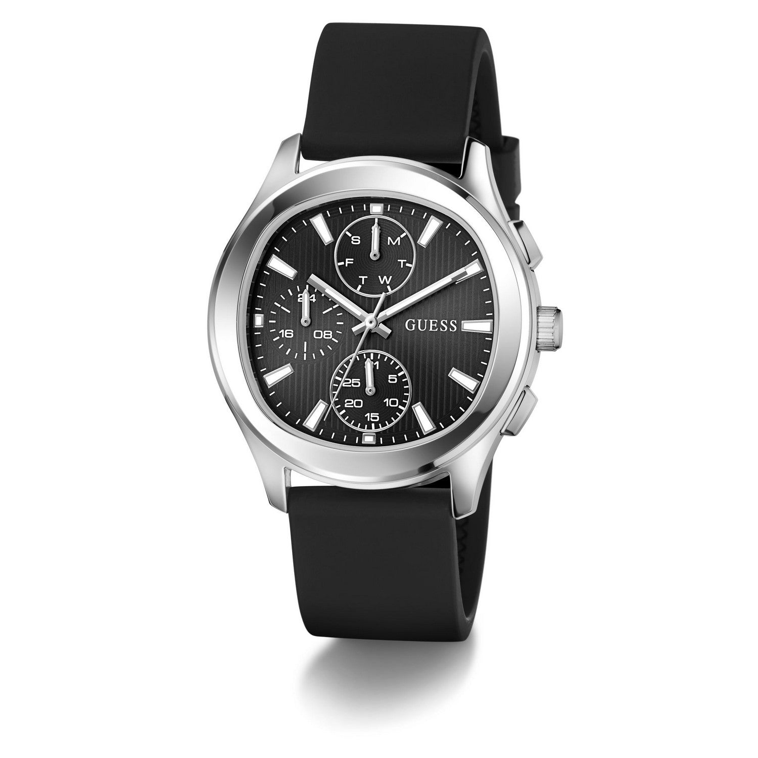 Guess Men’s Palmer Black Dial Black Silicone Strap Watch GW1077G1