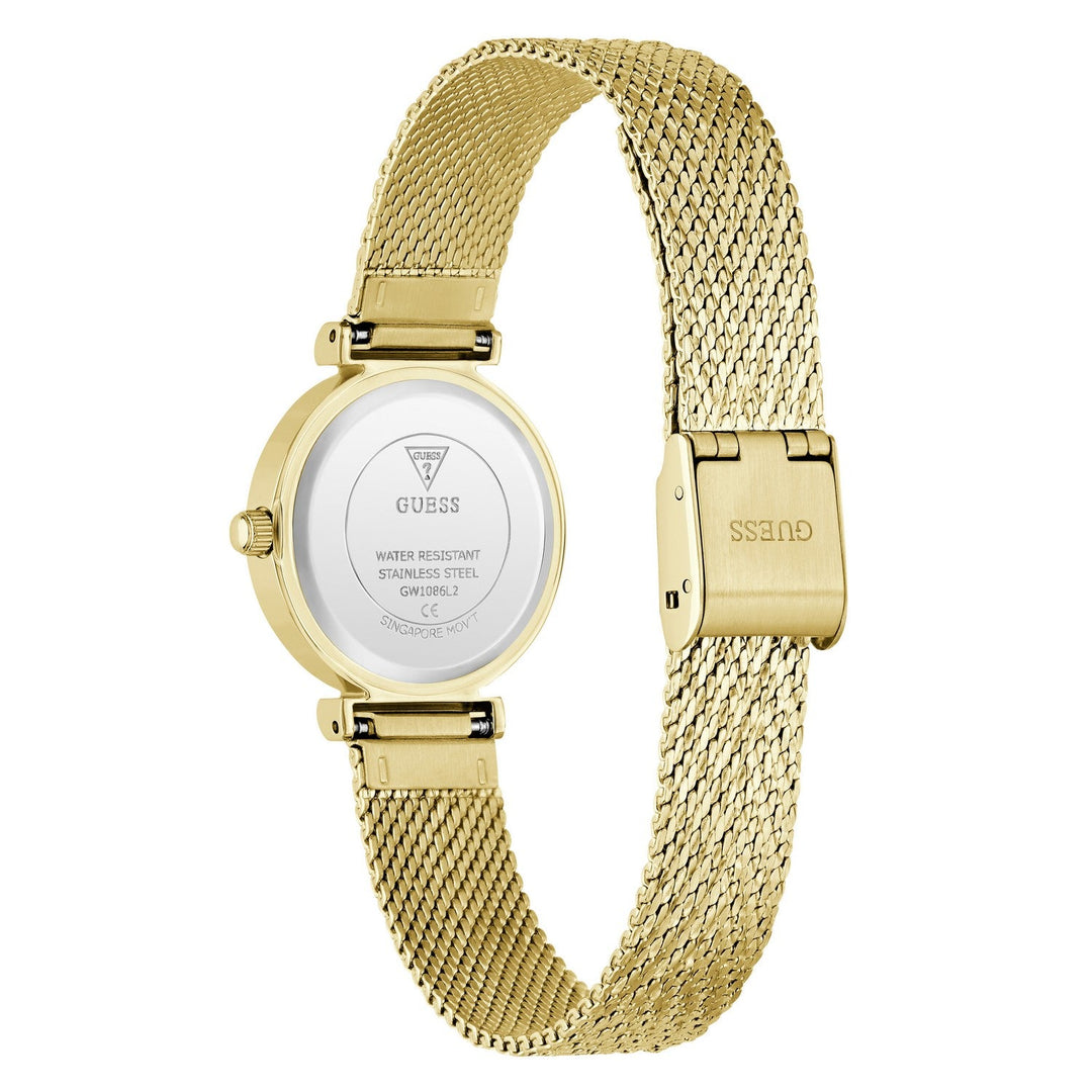 Guess Womens Louisa Green Sunray Dial Gold-Tone Mesh Bracelet Watch GW1086L2