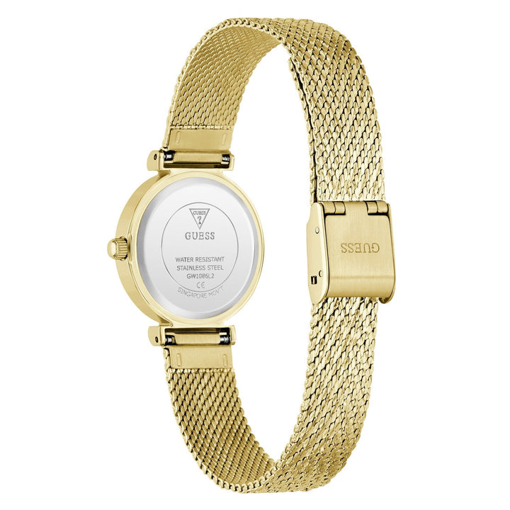 Guess Womens Louisa Green Sunray Dial Gold-Tone Mesh Bracelet Watch GW1086L2
