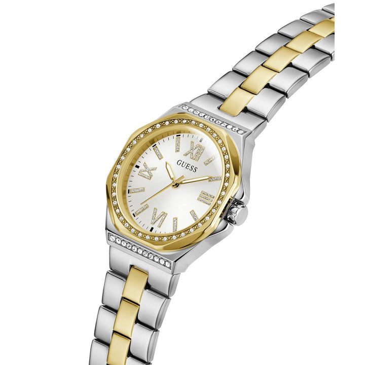 Guess Womens Empress White Sunray Dial Two-Tone Stainless Steel Bracelet Watch GW1095L3