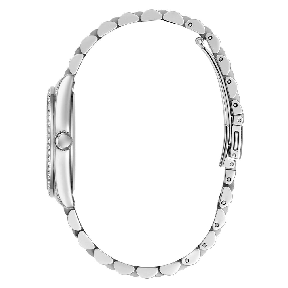 Guess Womens Jada White Mother of Pearl Dial Silver-Tone Stainless Steel Bracelet Watch GW1099L1