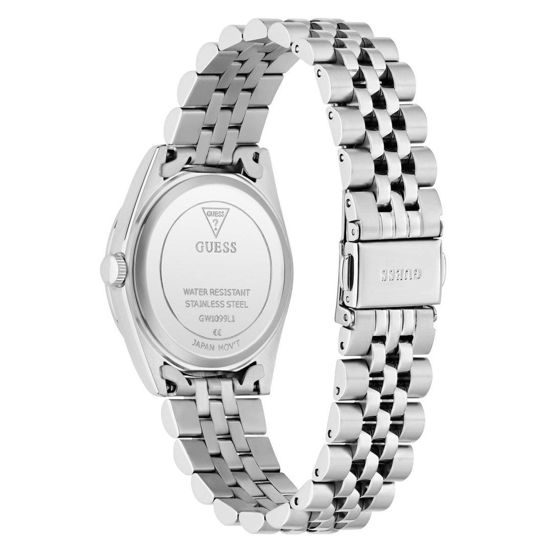 Guess Womens Jada White Mother of Pearl Dial Silver-Tone Stainless Steel Bracelet Watch GW1099L1