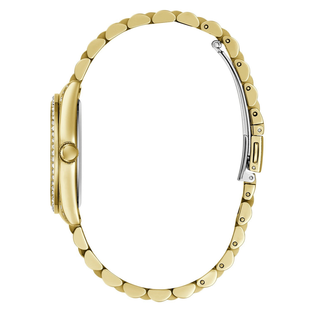 Guess Womens Jada White Mother of Pearl Dial Gold-Tone Stainless Steel Bracelet Watch GW1099L2