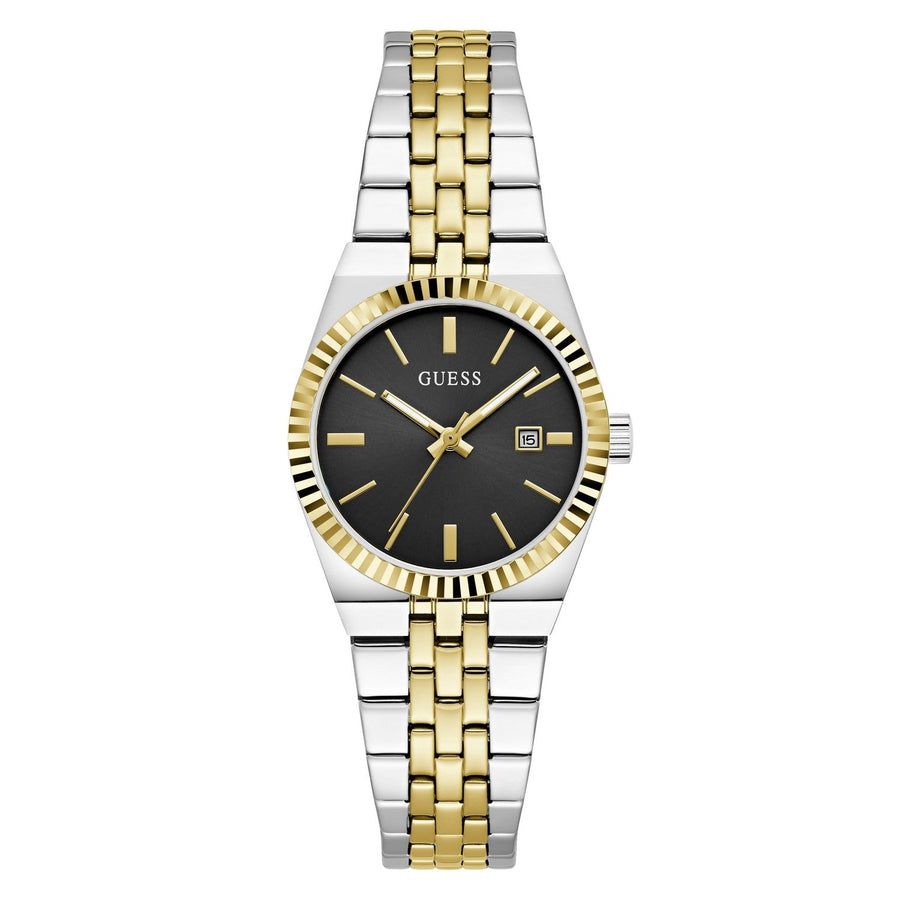 Guess Womens Vera Black Sunray Dial Two-Tone Stainless Steel Bracelet Watch GW1101L3