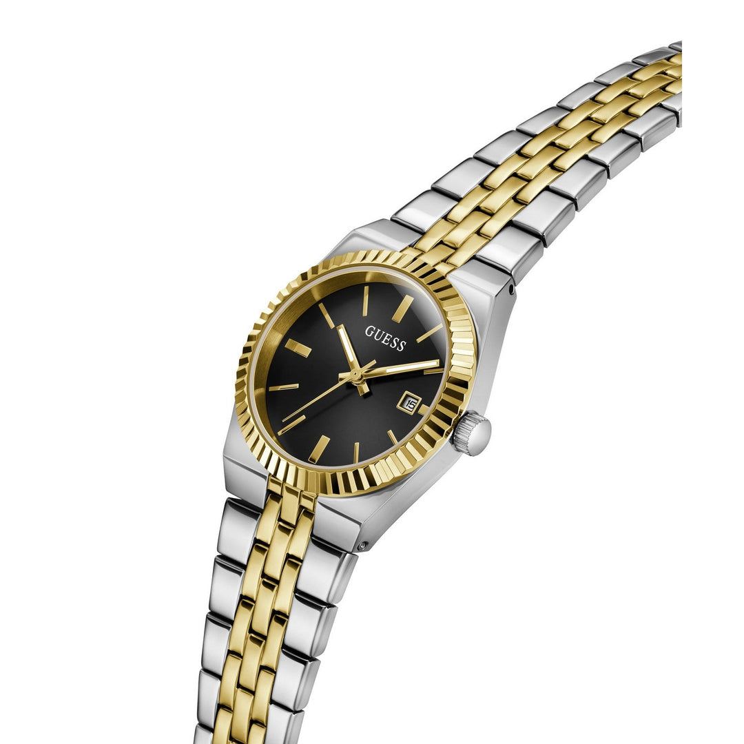 Guess Womens Vera Black Sunray Dial Two-Tone Stainless Steel Bracelet Watch GW1101L3