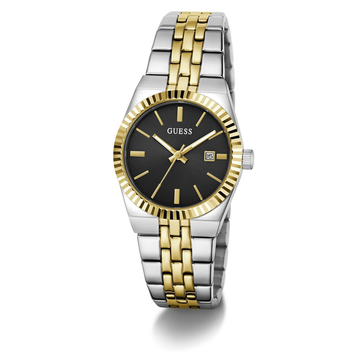 Guess Womens Vera Black Sunray Dial Two-Tone Stainless Steel Bracelet Watch GW1101L3