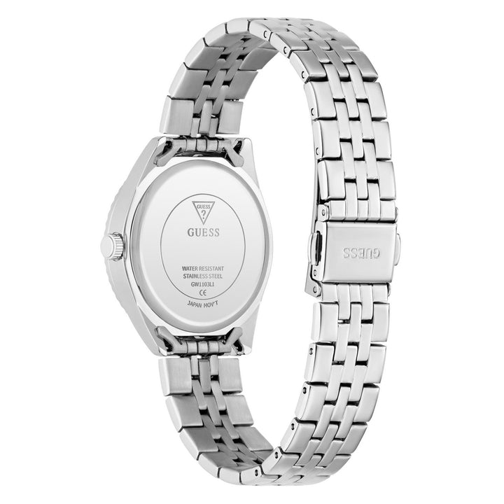 Guess Womens Adelaide Silver-Tone Glitz Dial Silver-Tone Stainless Steel Bracelet Watch GW1103L1
