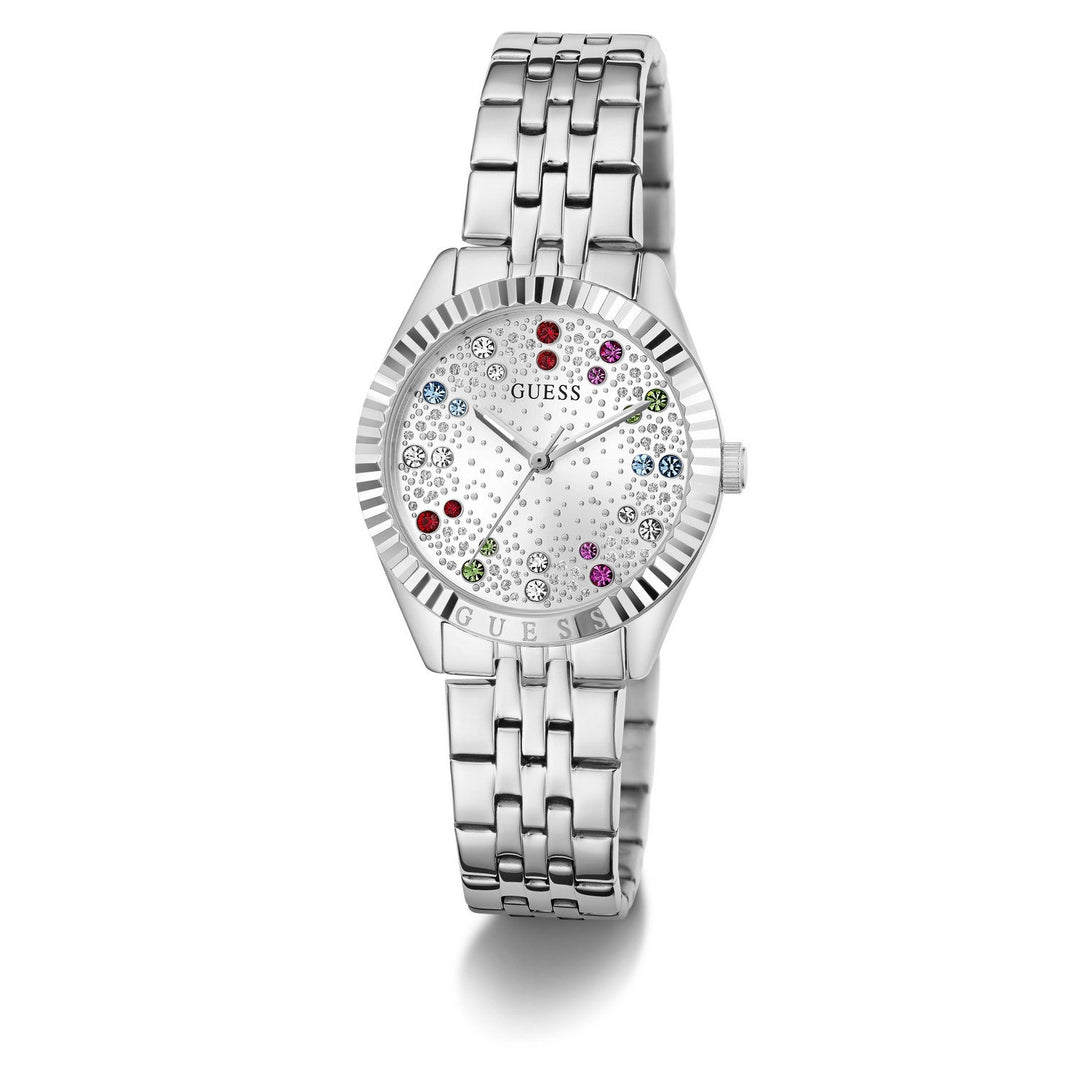 Guess Womens Adelaide Silver-Tone Glitz Dial Silver-Tone Stainless Steel Bracelet Watch GW1103L1
