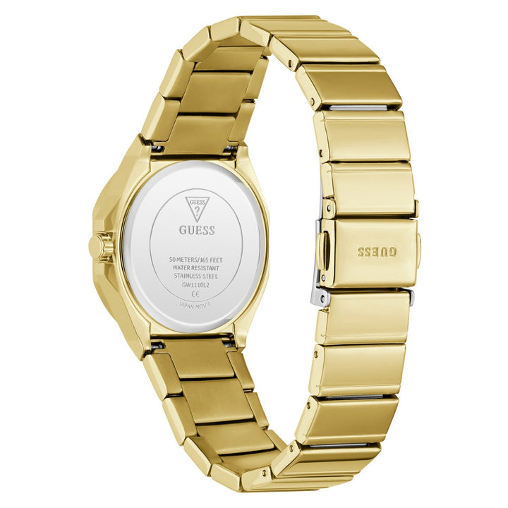 Guess Womens Jaqueline Champagne Sunray Dial Gold-Tone Stainless Steel Bracelet Watch GW1110L2