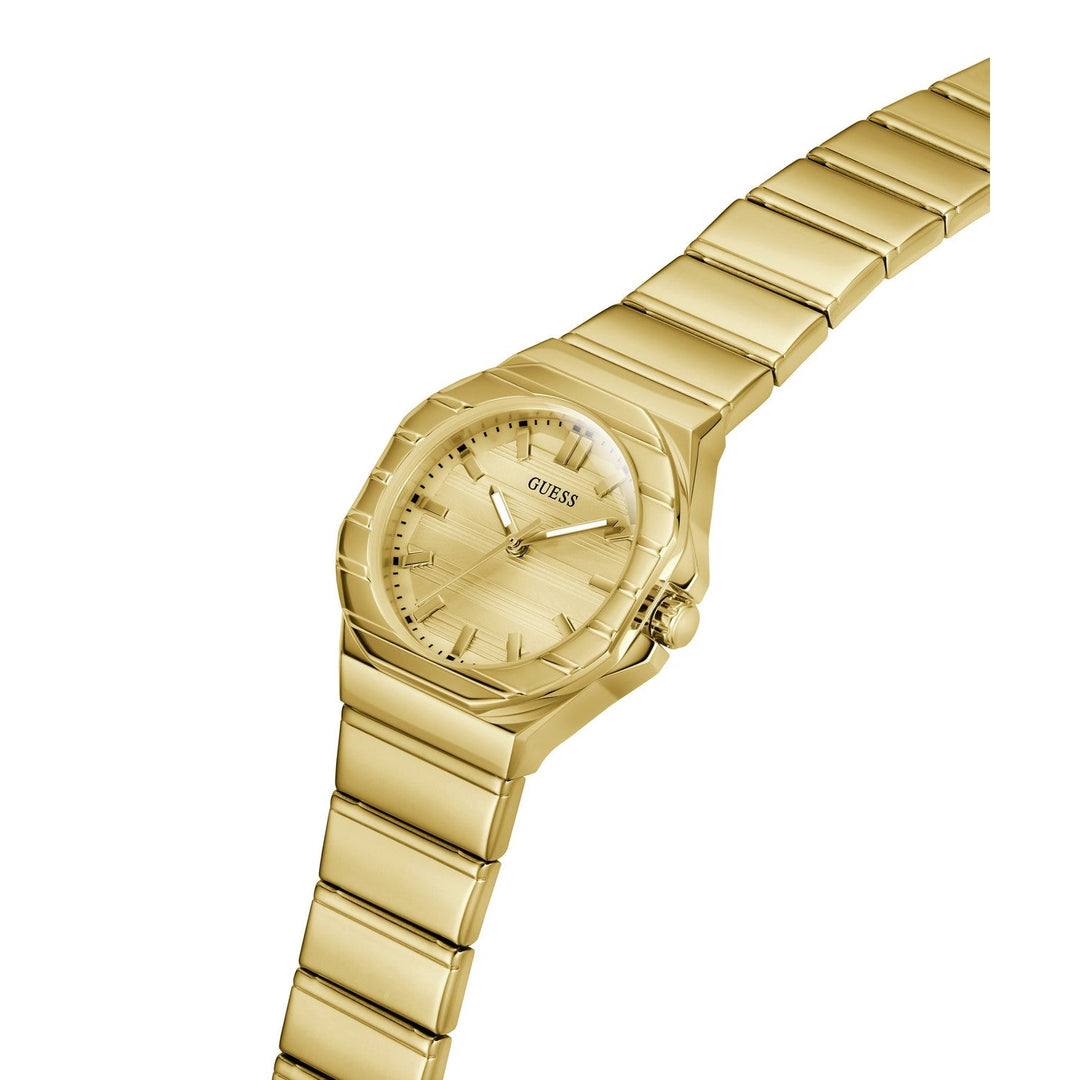 Guess Womens Jaqueline Champagne Sunray Dial Gold-Tone Stainless Steel Bracelet Watch GW1110L2