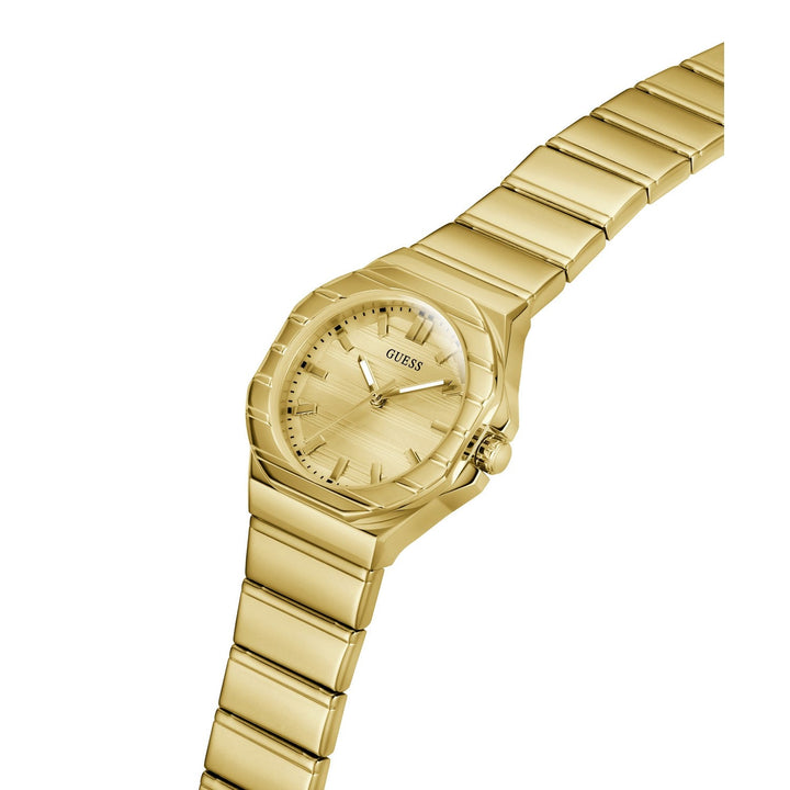 Guess Womens Jaqueline Champagne Sunray Dial Gold-Tone Stainless Steel Bracelet Watch GW1110L2