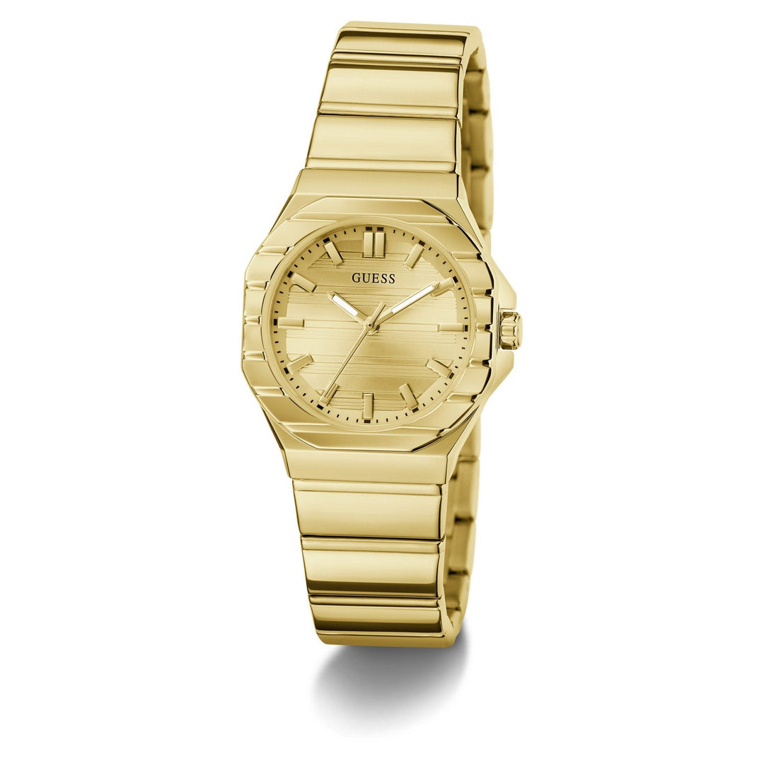 Guess Womens Jaqueline Champagne Sunray Dial Gold-Tone Stainless Steel Bracelet Watch GW1110L2