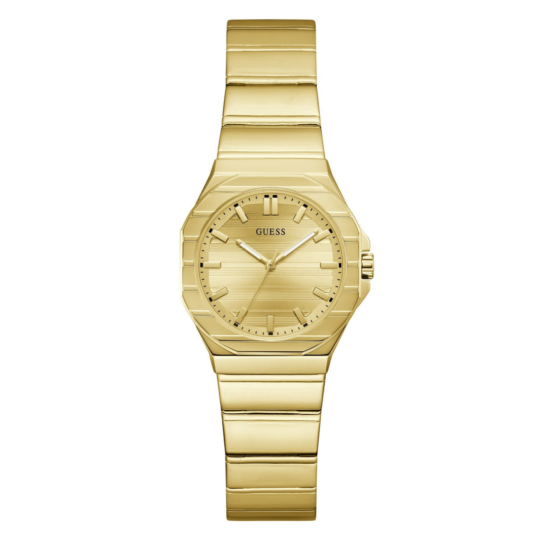 Guess Womens Jaqueline Champagne Sunray Dial Gold-Tone Stainless Steel Bracelet Watch GW1110L2