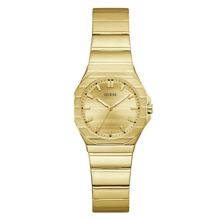 Guess Womens Jaqueline Champagne Sunray Dial Gold-Tone Stainless Steel Bracelet Watch GW1110L2