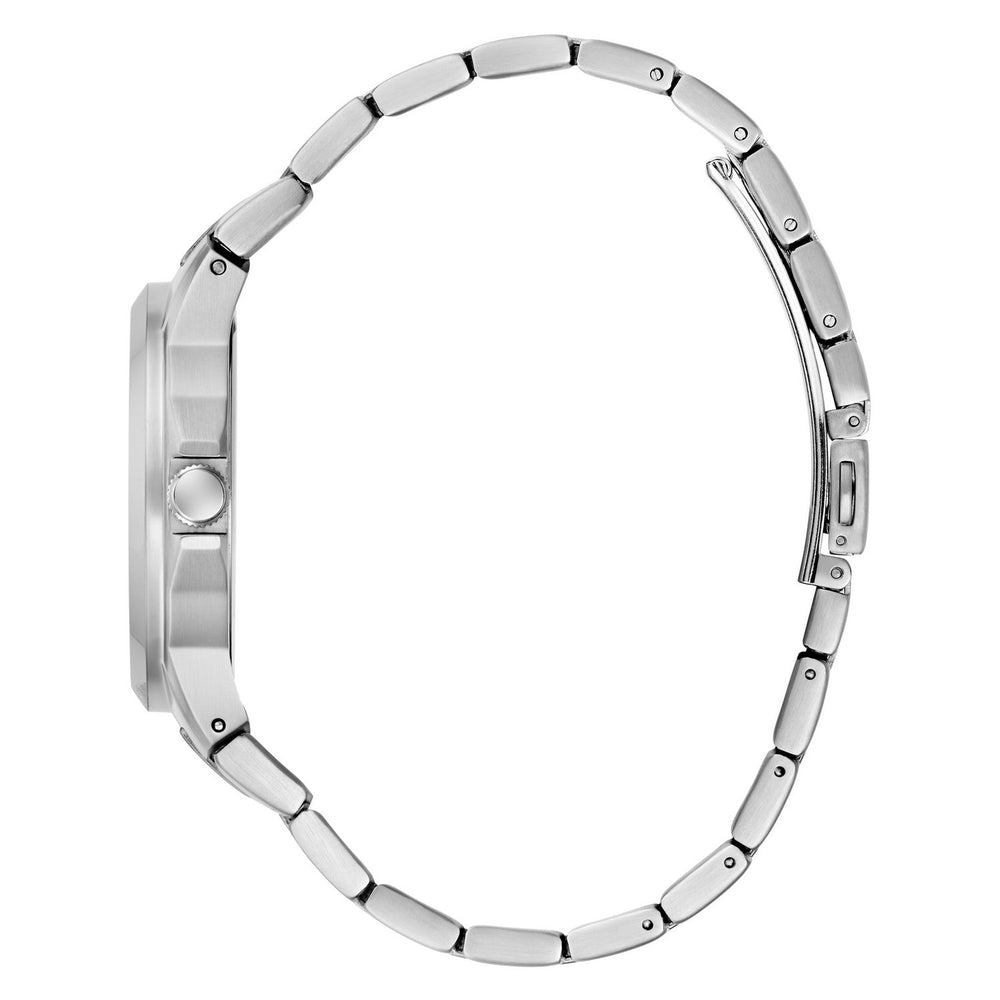 Guess Mens Archie Blue Sunray Dial Silver-Tone Stainless Steel Bracelet Watch GW1121G1