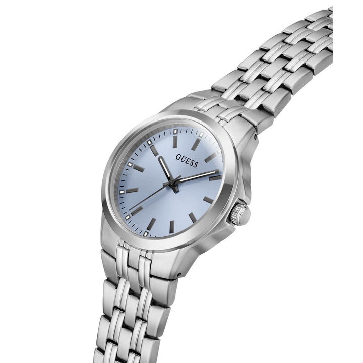 Guess Mens Archie Blue Sunray Dial Silver-Tone Stainless Steel Bracelet Watch GW1121G1
