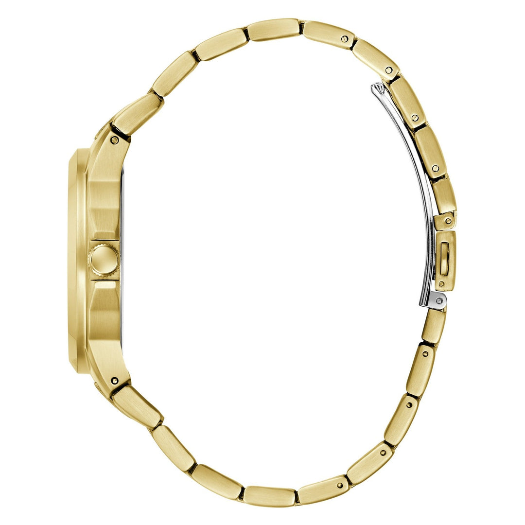 Guess Mens Archie Black Sunray Dial Gold-Tone Stainless Steel Bracelet Watch GW1121G2
