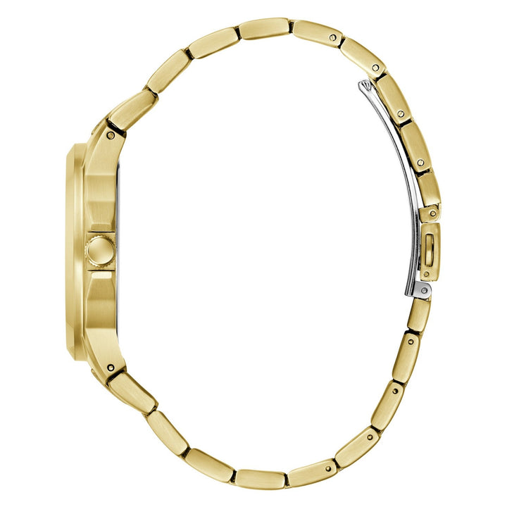 Guess Mens Archie Black Sunray Dial Gold-Tone Stainless Steel Bracelet Watch GW1121G2