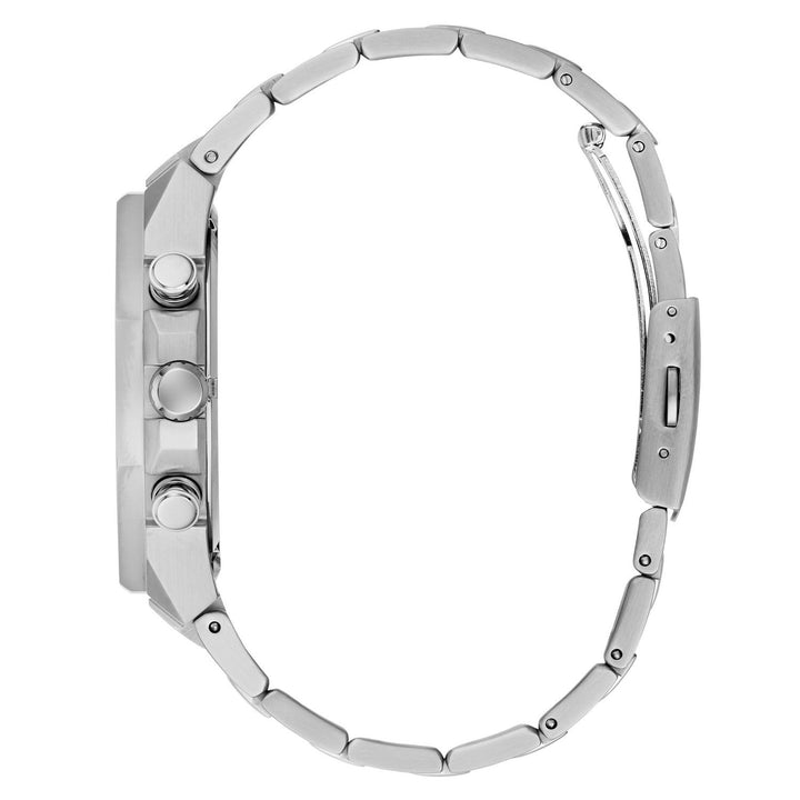 Guess Mens Blake Blue Sunray Dial Silver-Tone Stainless Steel Bracelet Watch GW1122G1