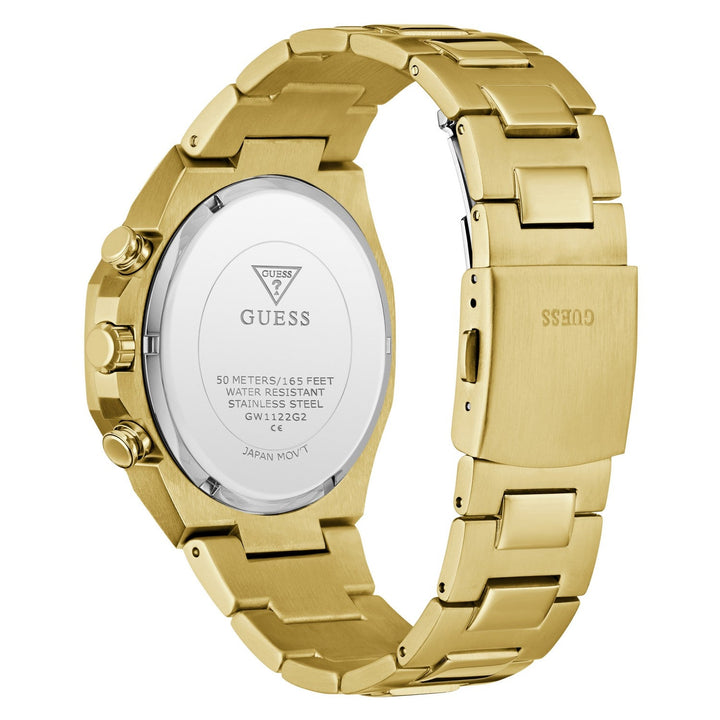 Guess Mens Blake Black Sunray Dial Gold-Tone Stainless Steel Bracelet Watch GW1122G2