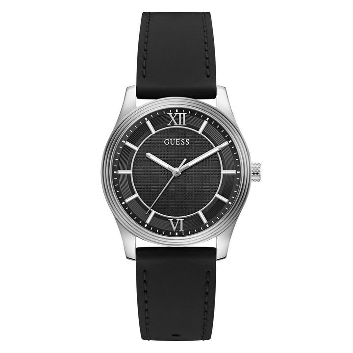 Guess Mens Quentin Black Sunray Dial Black Silicone Strap Watch GW1128G1
